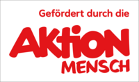 Logo Aktion Mensch Das Logo der Aktion Mensch, rote Schrift auf weißem Grund